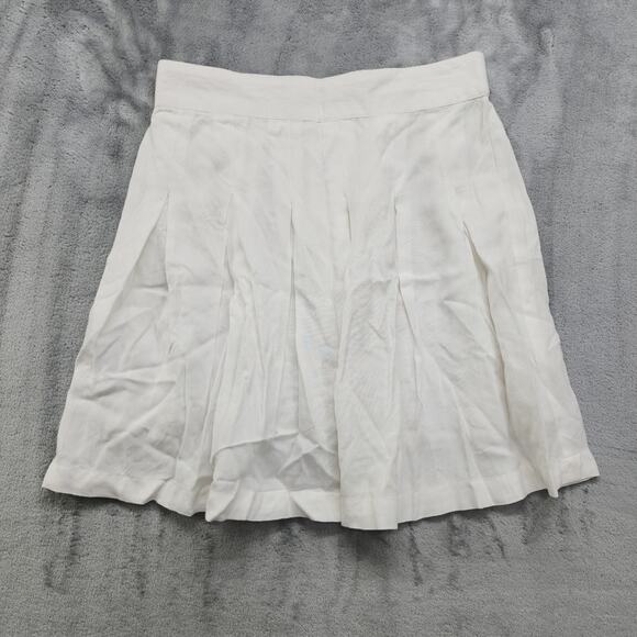 NEW Sim & Sam Skirt Size M White Pleated Mini Tennis Rayon Cotton Preppy Lined - Picture 1 of 8
